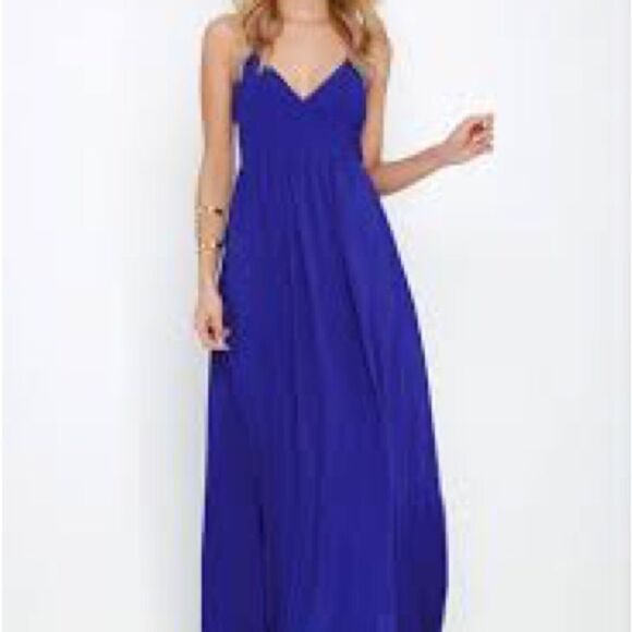 Lulu’s On the Silver Screen Royal Blue Maxi Dress - Picture 1 of 11